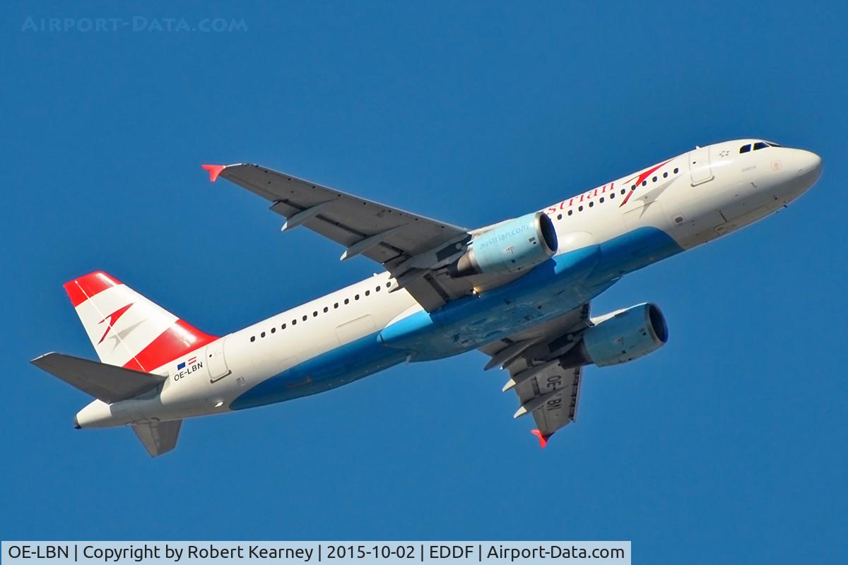 OE-LBN, 1997 Airbus A320-214 C/N 768, Climbing out of EDDF