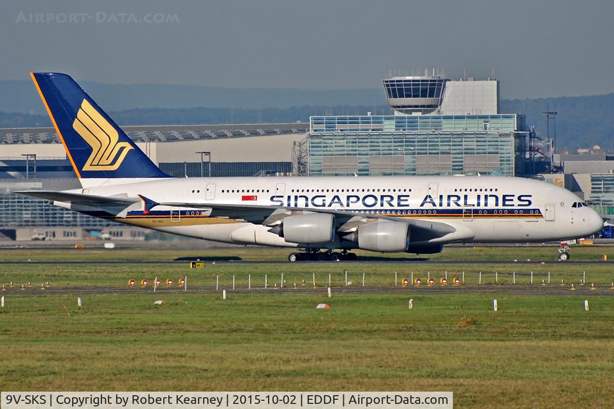 9V-SKS, 2012 Airbus A380-841 C/N 085, Taxiing in after arrival