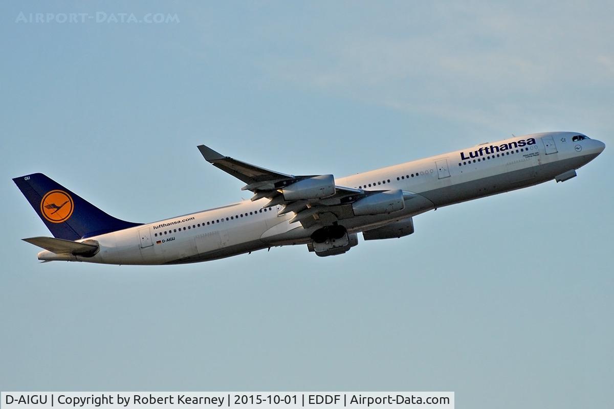 D-AIGU, 2000 Airbus A340-313 C/N 321, Climbing out of EDDF