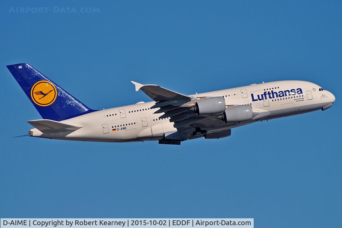 D-AIME, 2010 Airbus A380-841 C/N 061, Climbing out of EDDF