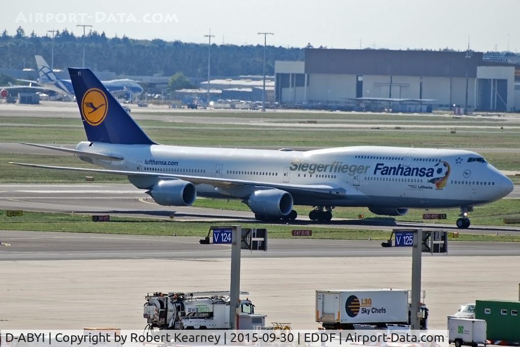 D-ABYI, 2013 Boeing 747-830 C/N 37833, Taxiing in after arrival
