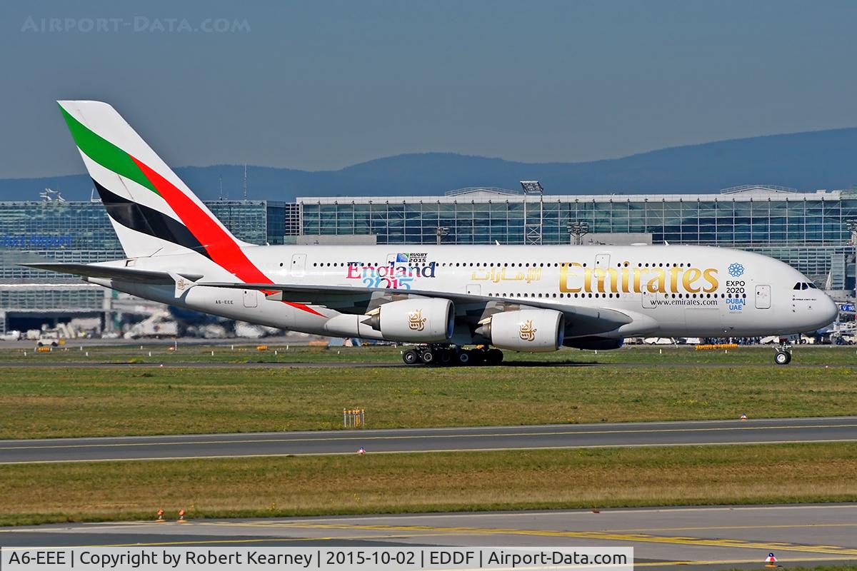 A6-EEE, 2012 Airbus A380-861 C/N 112, Taxiing in after arrival