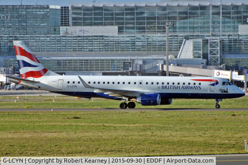 G-LCYN, 2010 Embraer 190SR (ERJ-190-100SR) C/N 19000392, Taxiing in after arrival