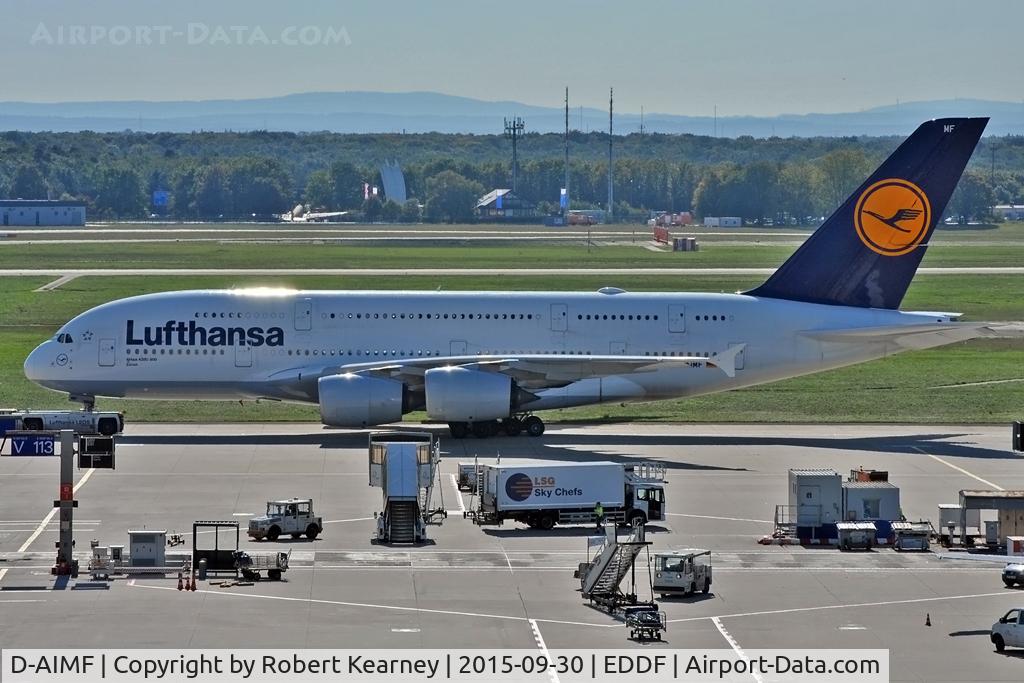 D-AIMF, 2011 Airbus A380-841 C/N 066, Taxiing in after arrival
