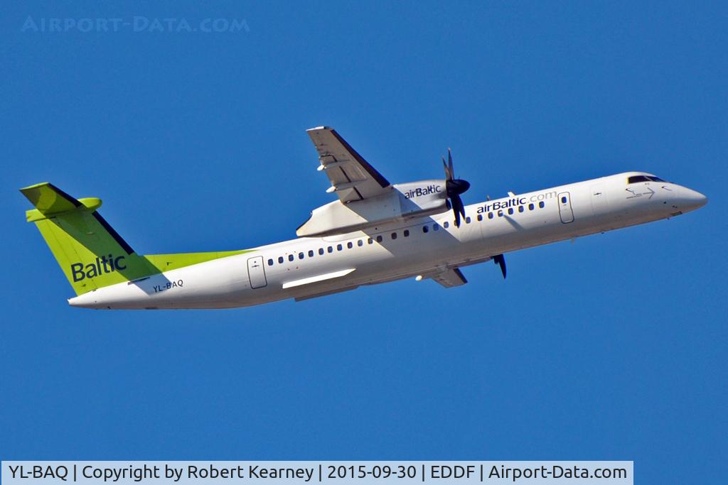 YL-BAQ, 2010 De Havilland Canada DHC-8-402Q Dash 8 C/N 4313, Climbing out of EDDF