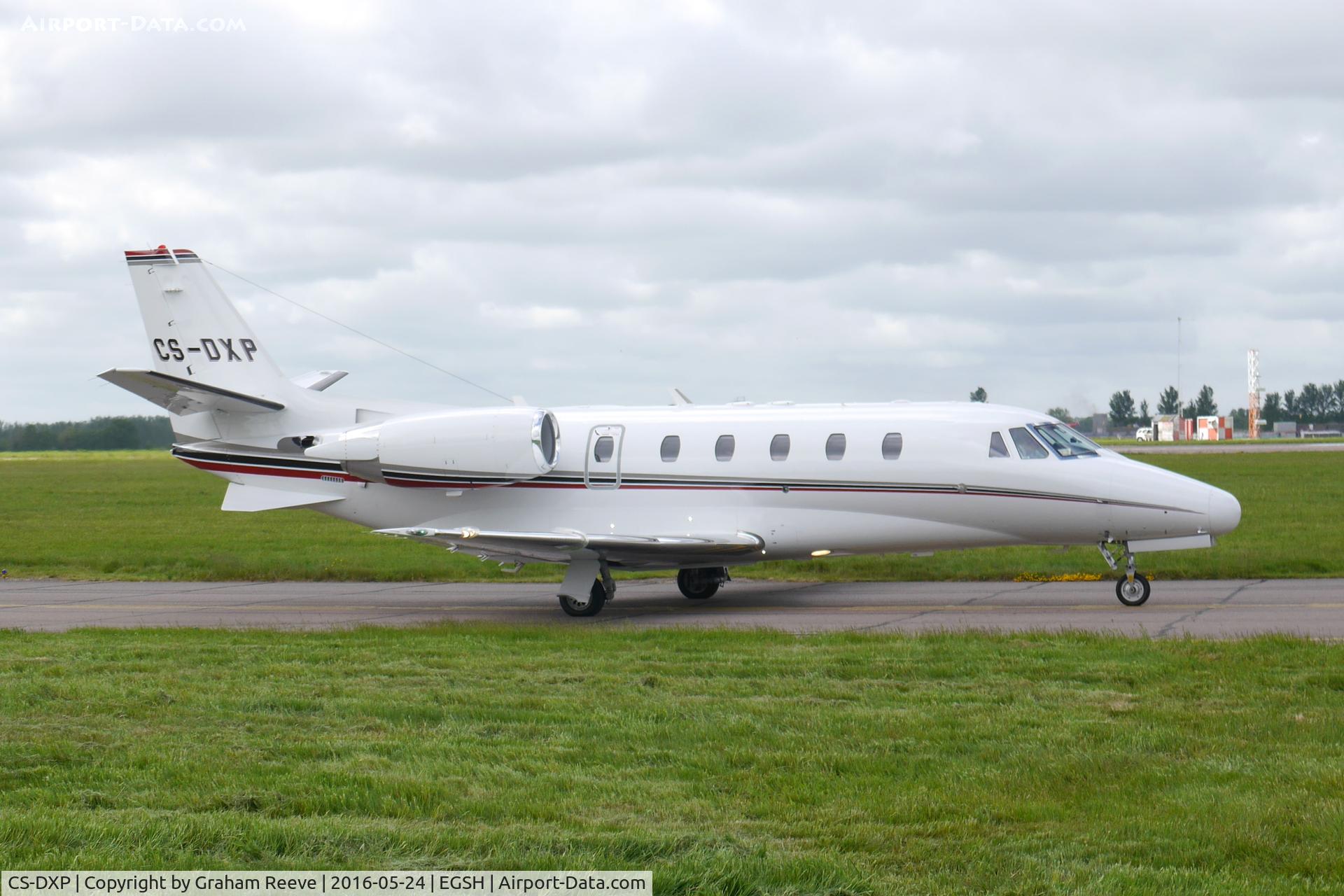 CS-DXP, 2007 Cessna 560XL Citation XLS C/N 560-5702, About to depart from Norwich.