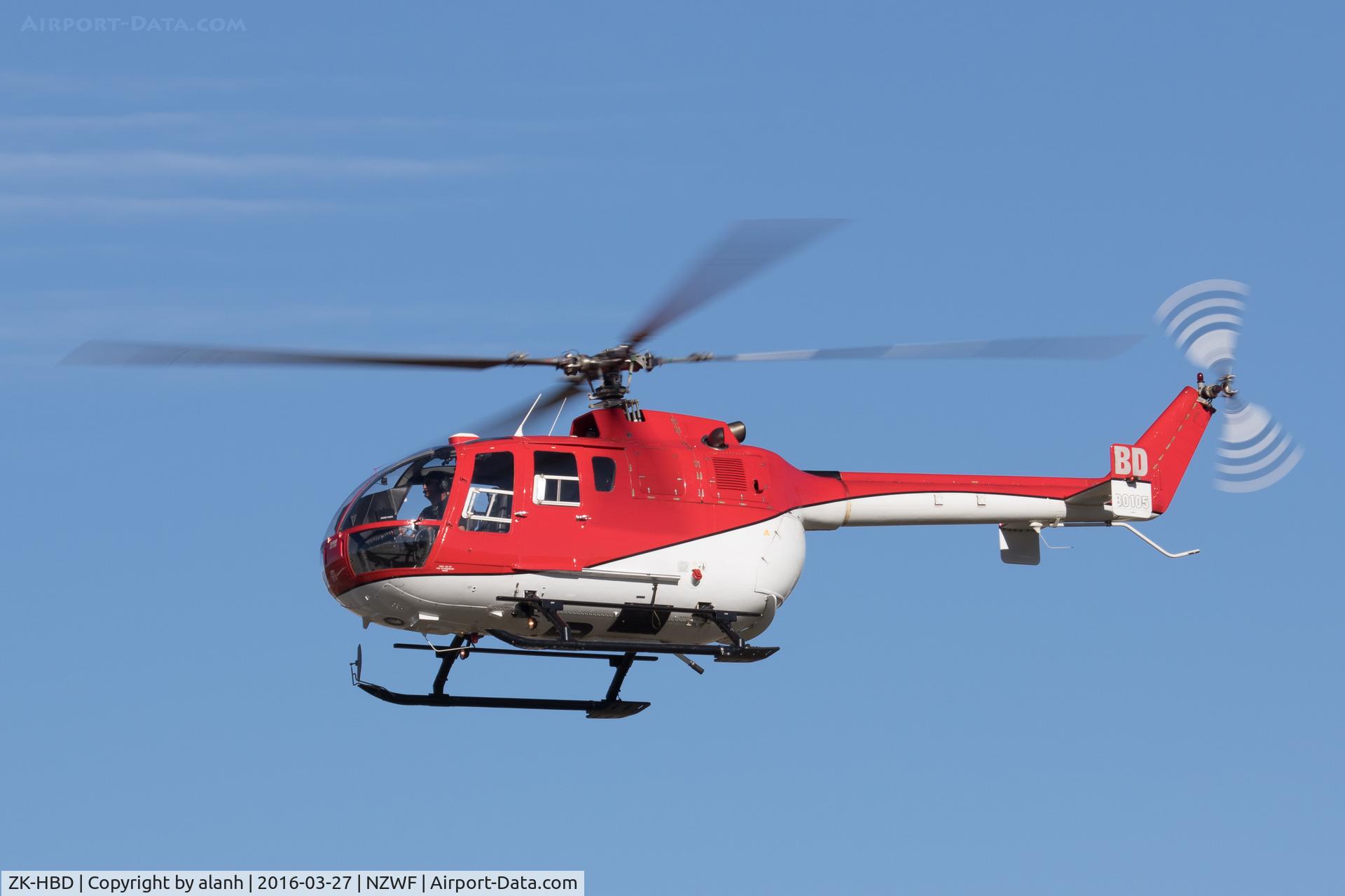 ZK-HBD, 1991 MBB Bo-105S C/N S-851, Taking part in a parade of helicopters at Warbirds Over Wanaka