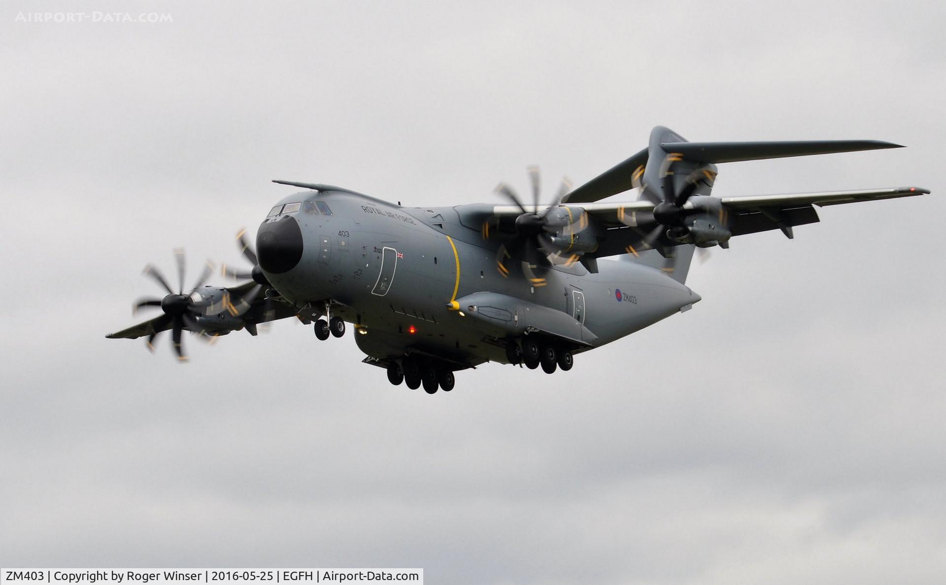 ZM403, 2015 Airbus A400M-180 Atlas C.1 C/N 020, Low pass over Runway 22 by RAF Atlas C.1 coded 403 of the Brize Norton Transport Wing.