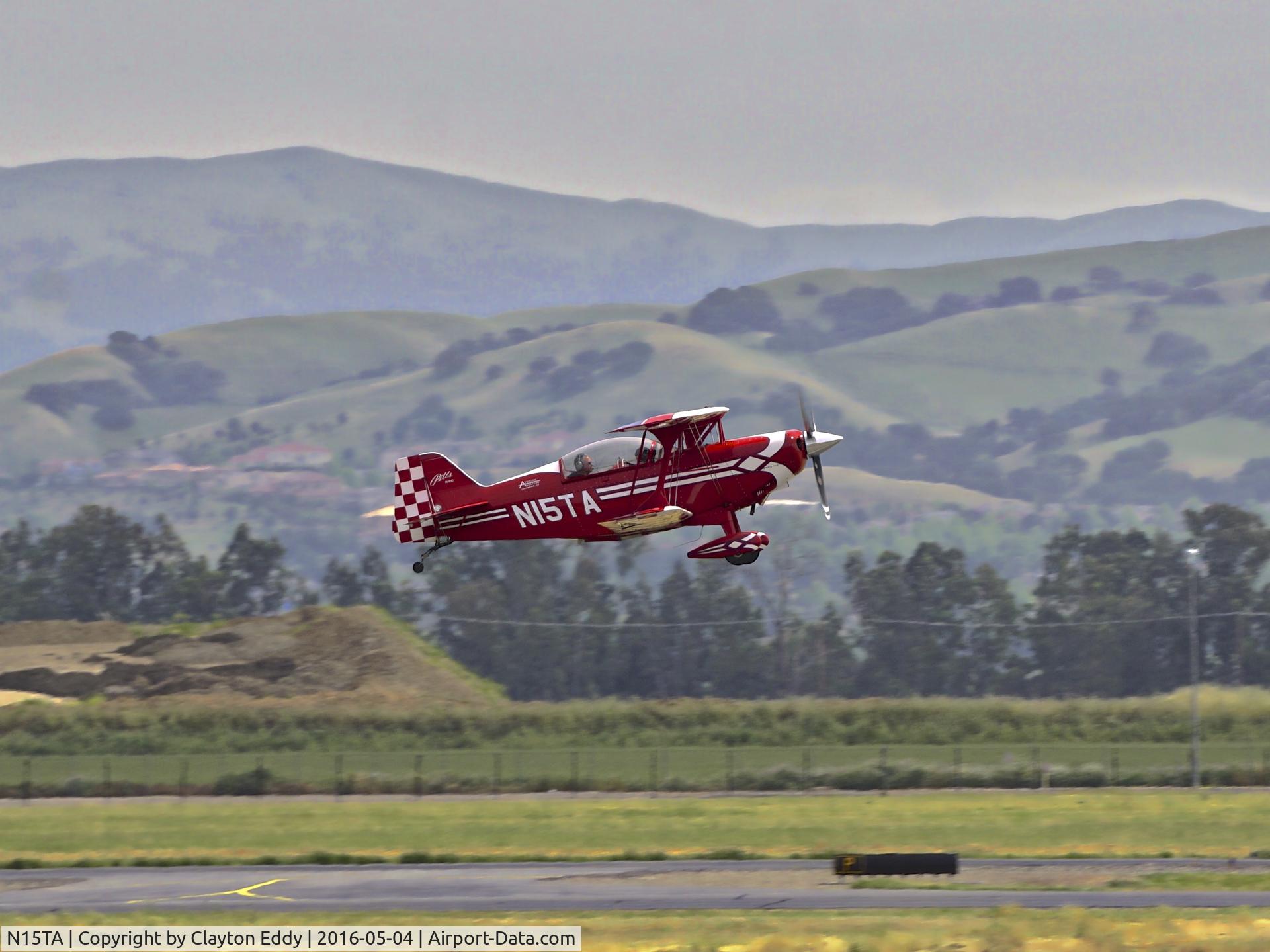 N15TA, 2001 Aviat Pitts S-2C Special C/N 6045, N15TA departing Livermore Airport in California. 2016.