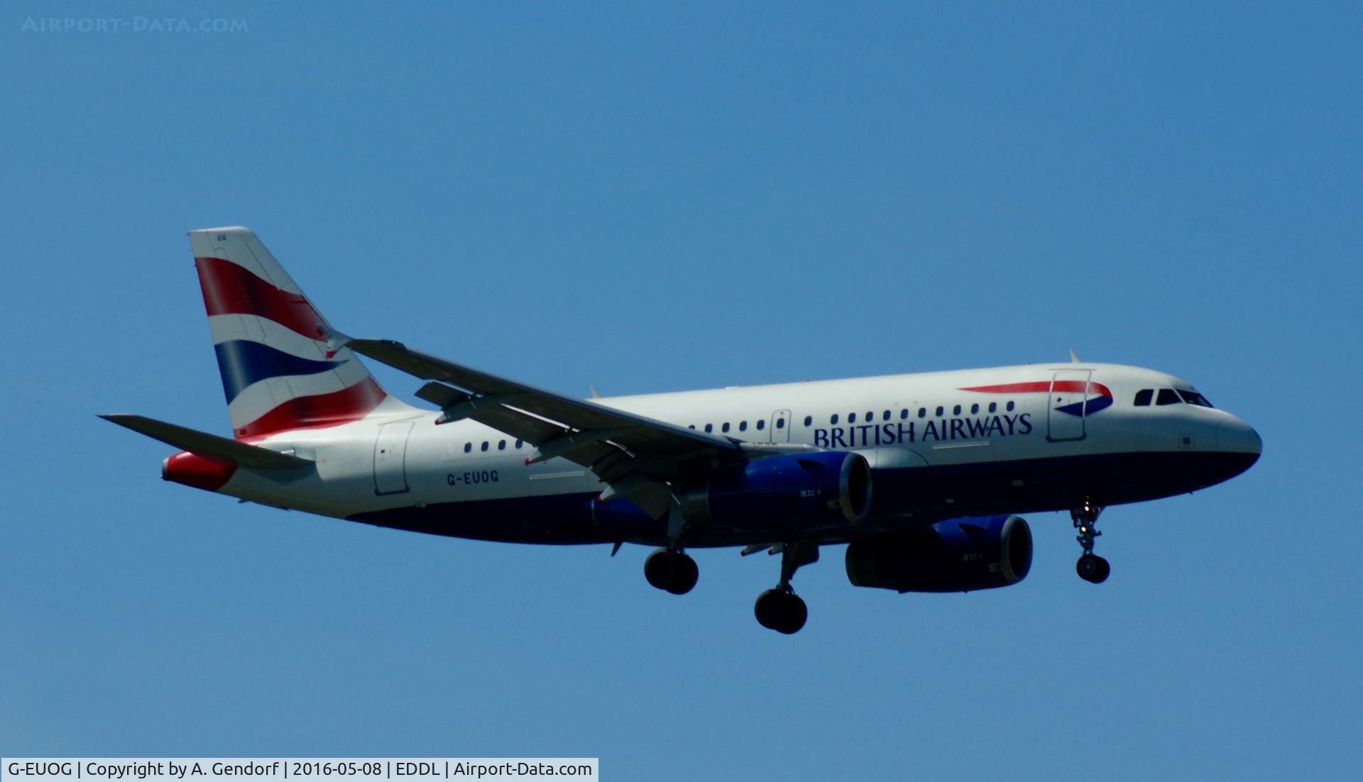 G-EUOG, 2001 Airbus A319-131 C/N 1594, British Airways, is here landing at Düsseldorf Int'l(EDDL)