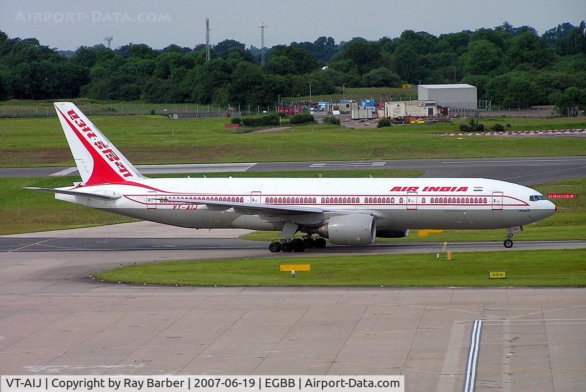VT-AIJ, 1997 Boeing 777-222/ER C/N 26943, Boeing 777-222ER [26943] (Air India) Birmingham Int'l~G 19/06/2007