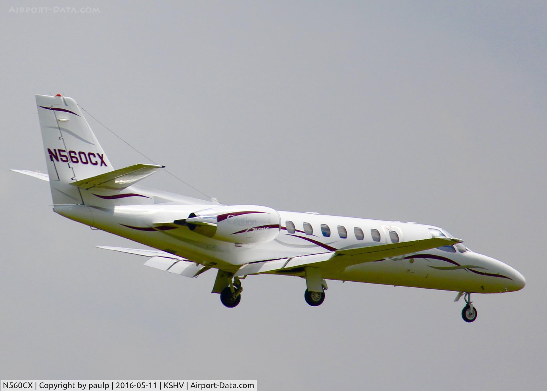 N560CX, 2001 Cessna 560 Citation Encore C/N 560-0582, Landing at Shreveport Regional.