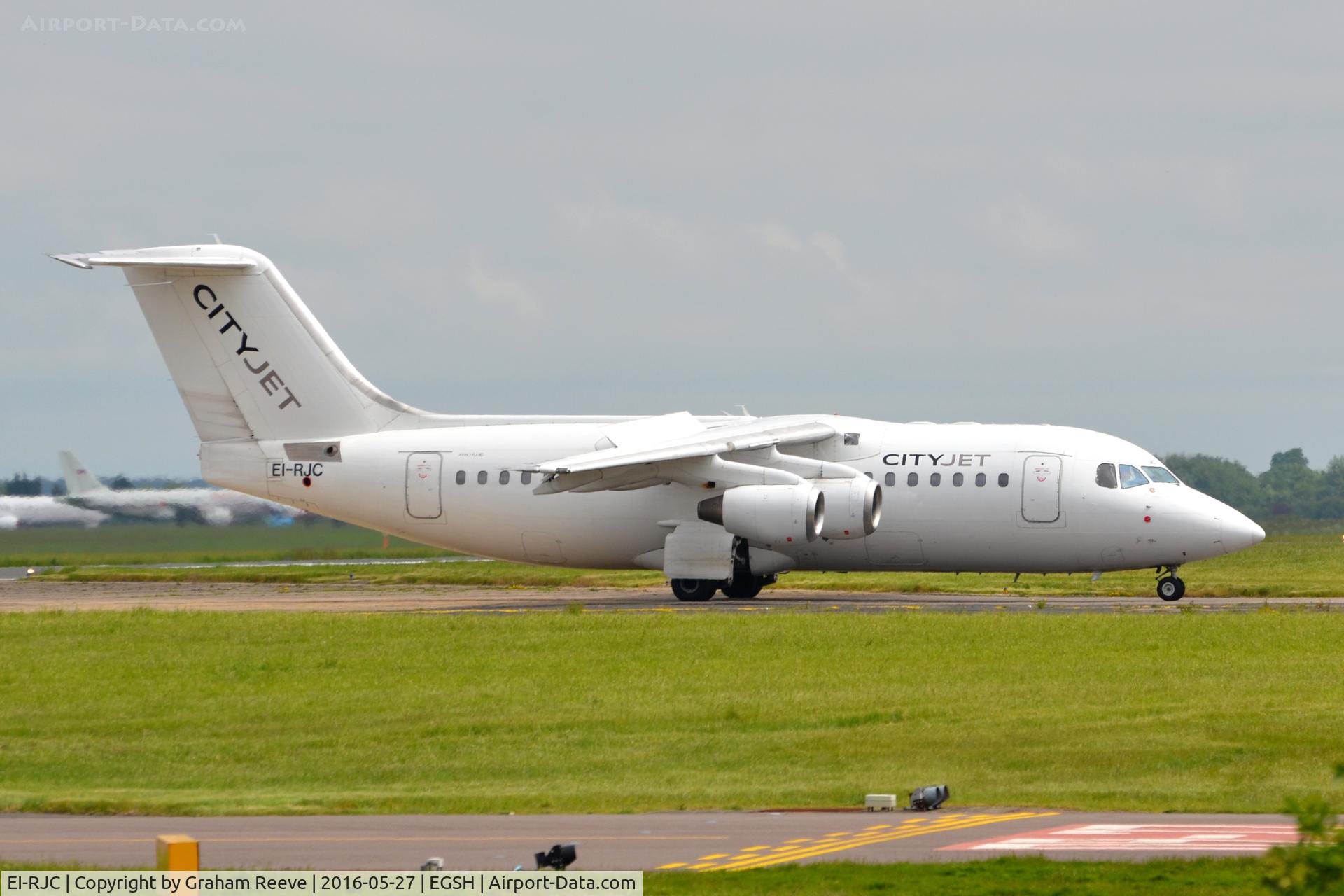 EI-RJC, 1998 British Aerospace Avro 146-RJ85 C/N E.2333, Just landed at Norwich.