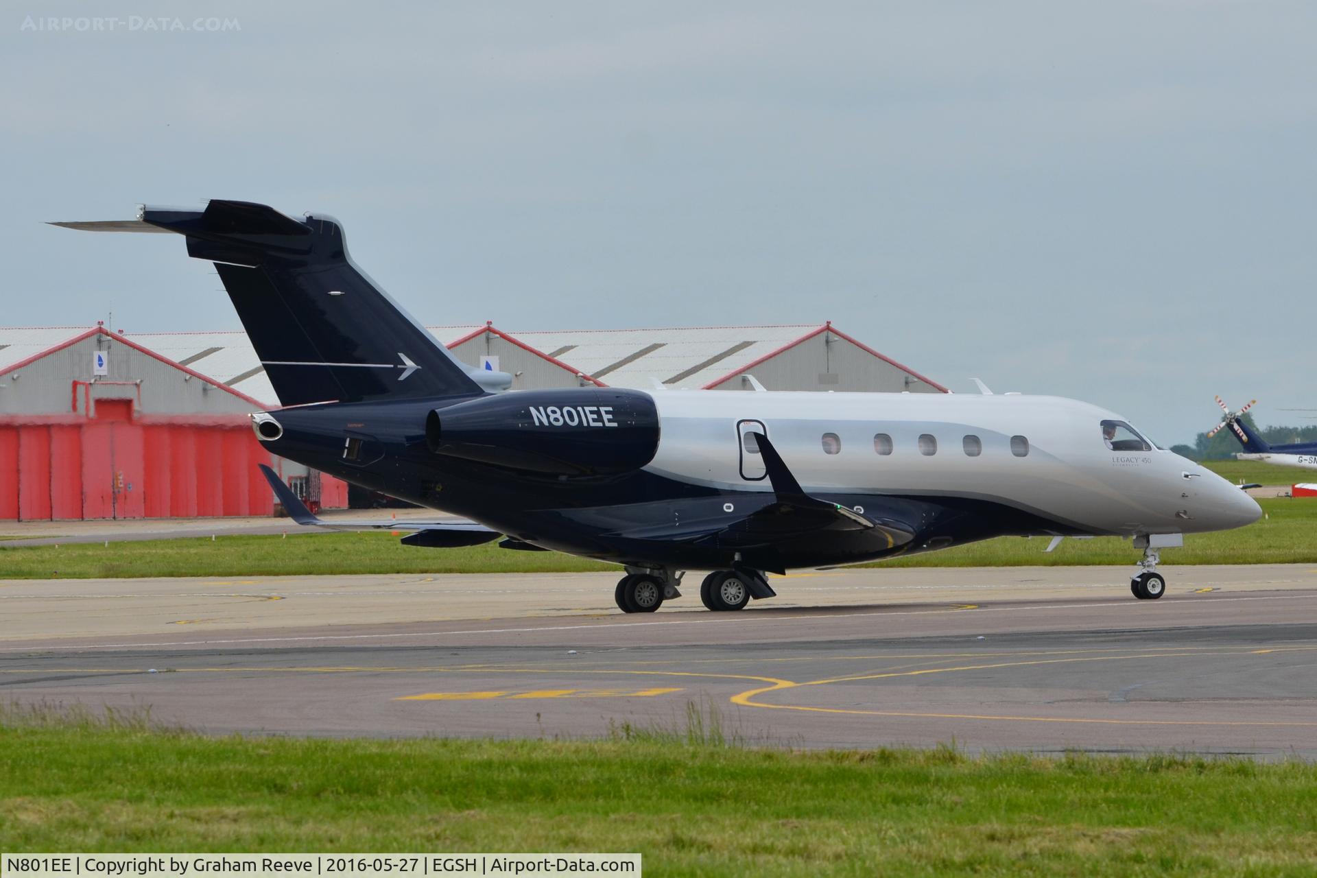 N801EE, 2016 Embraer EMB-545 Legacy 450 C/N 55010005, About to depart from Norwich.