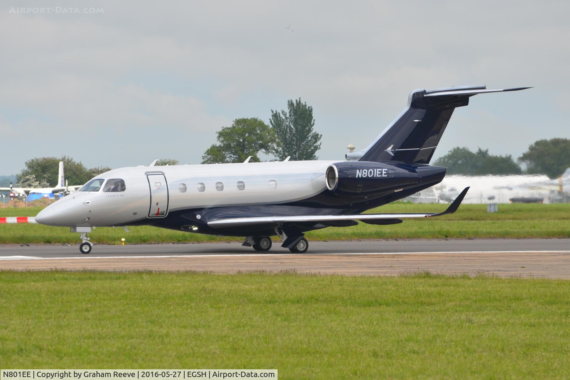 N801EE, 2016 Embraer EMB-545 Legacy 450 C/N 55010005, About to depart from Norwich.