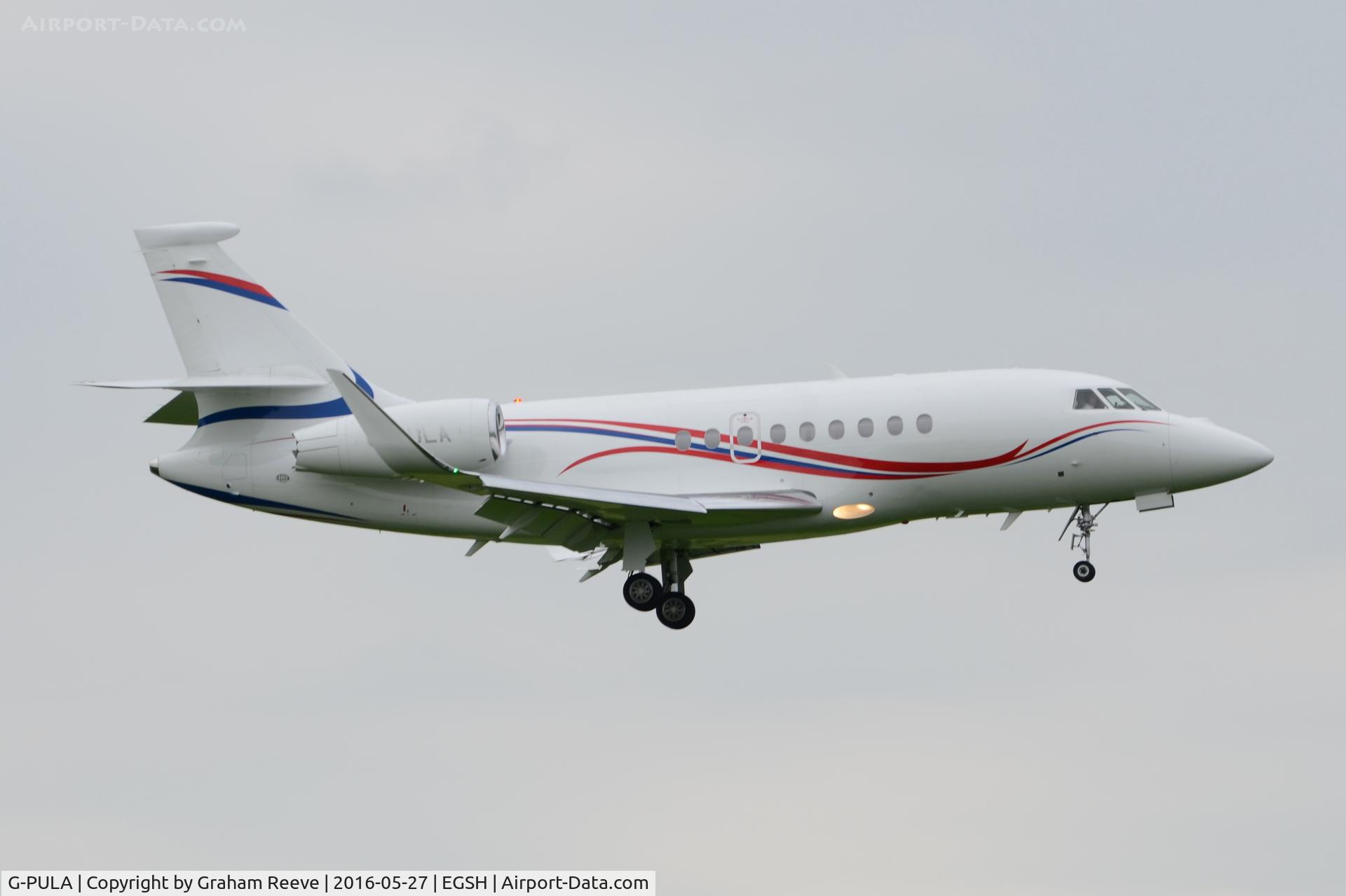 G-PULA, 2014 Dassault Falcon 2000LXS C/N 269, Landing at Norwich.