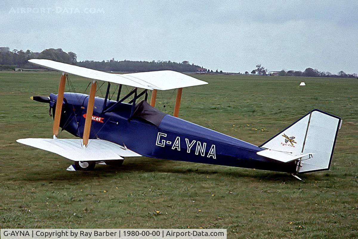 G-AYNA, 1973 Currie Wot C/N PFA 3016, Currie Wot [PFA 3016] (Tiger Club) (Place & Date Unknown)~G @1980. From a slide.