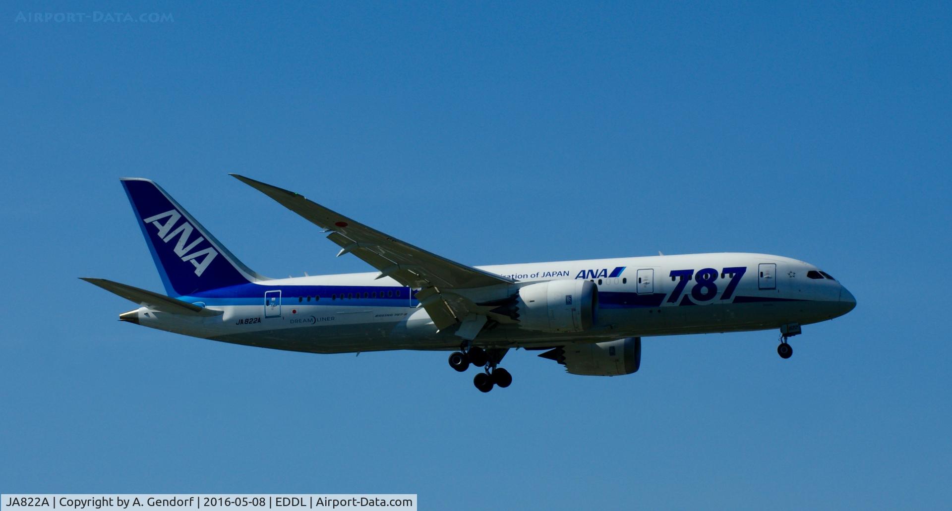 JA822A, 2013 Boeing 787-8 Dreamliner C/N 34512, ANA, is here on finals RWY 05R at Düsseldorf Int'l(EDDL)