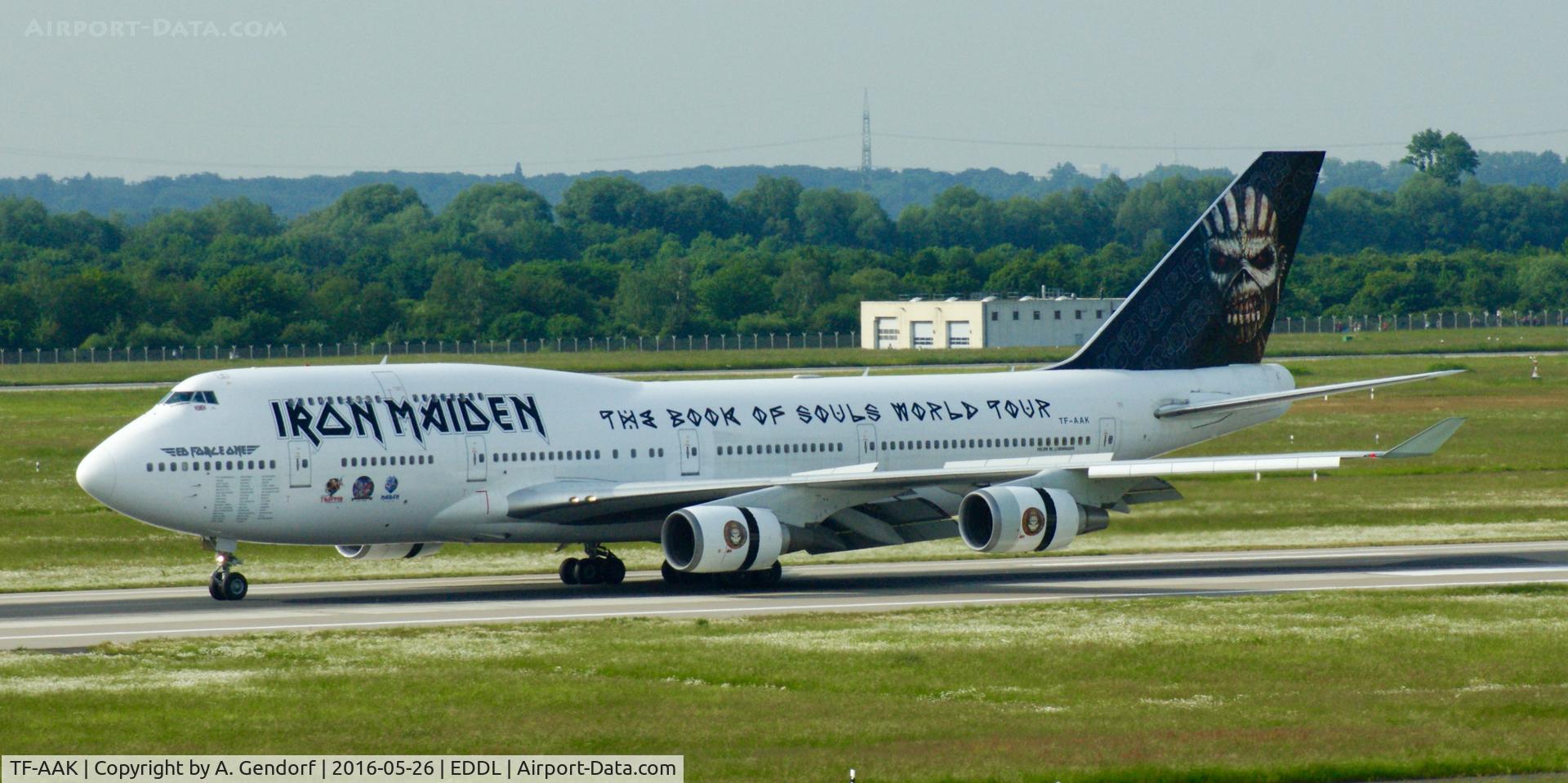 TF-AAK, 2003 Boeing 747-428 C/N 32868, Air Atlanta Icelandic (Iron Maiden - Ed Force One cs.), seen here shortly after landing at Düsseldorf Int'l(EDDL)