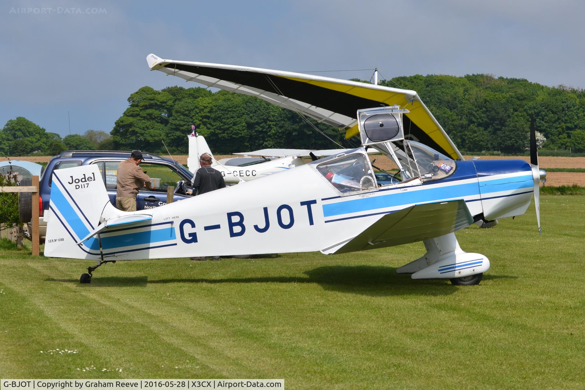 G-BJOT, 1957 SAN Jodel D-117 C/N 688, Parked at Northrepps.