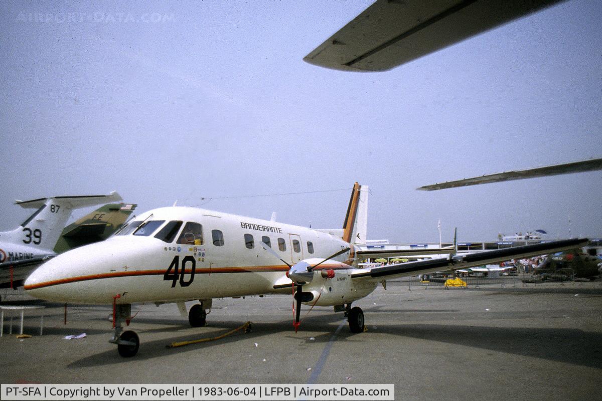 PT-SFA, 1982 Embraer EMB-110P1 Bandeirante C/N 110383, Embraer EMB-110P1 Bandeirante at le Bourget 1983
