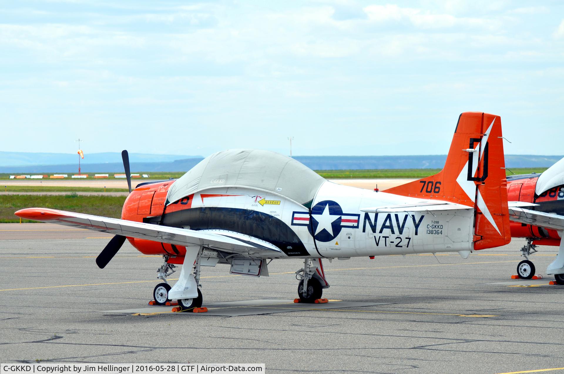 C-GKKD, 1954 North American T-28B Trojan C/N 200-435, 138364 parked at Great Falls, MT.