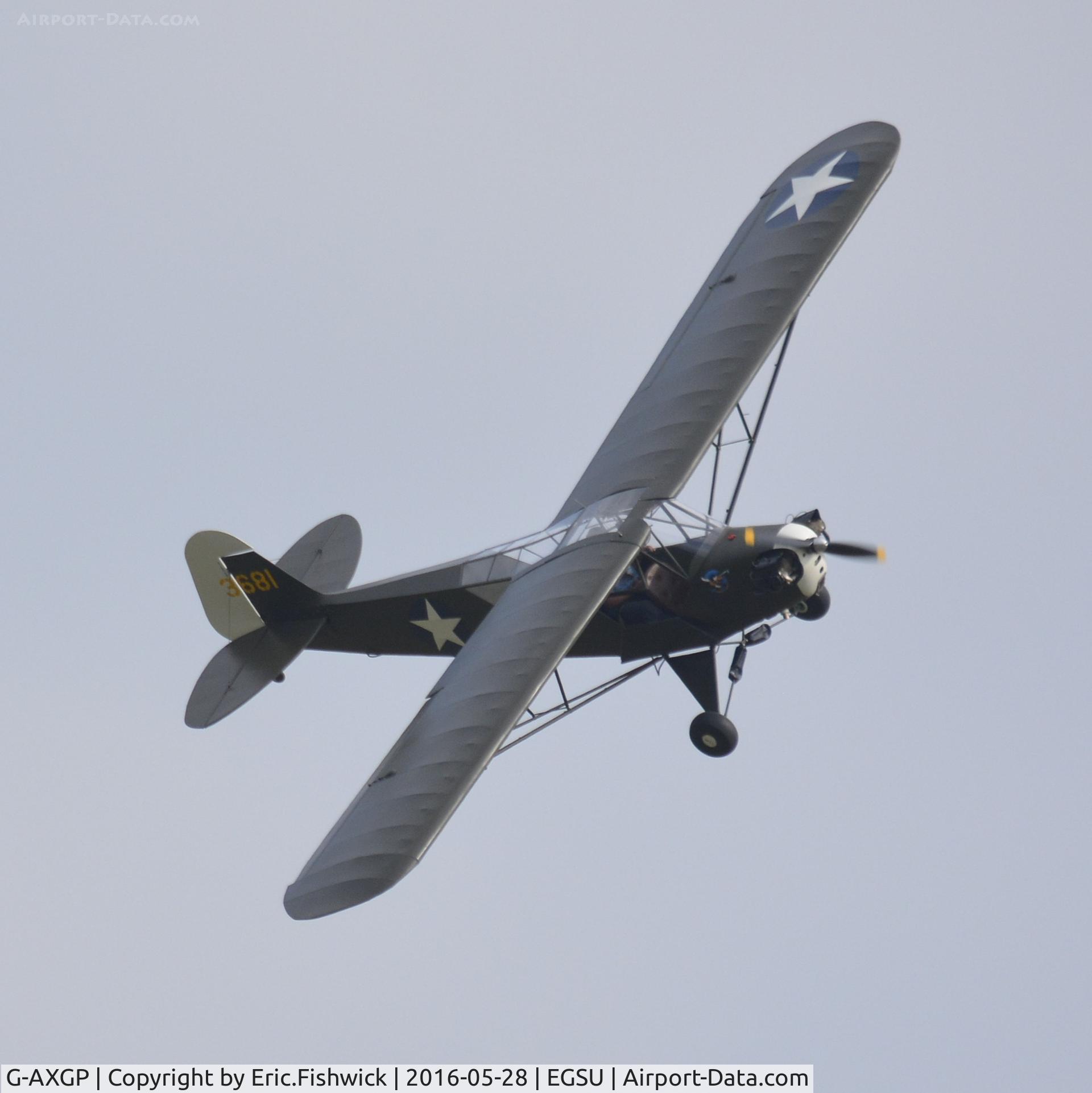 G-AXGP, 1942 Piper J3C-90 Cub C/N 9542, 43. 3681 in display mode at the IWM American Airshow, May 2016