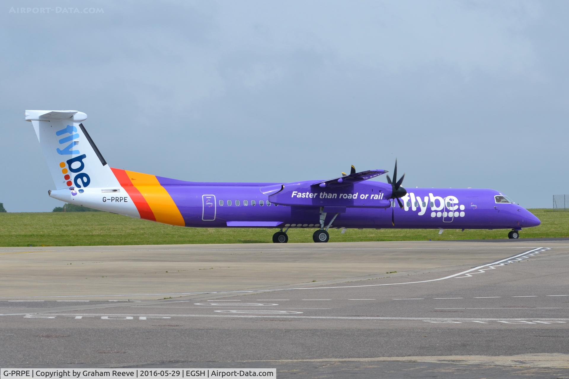 G-PRPE, 2008 De Havilland Canada DHC-8-402Q Dash 8 Dash 8 C/N 4209, Departing from Norwich.