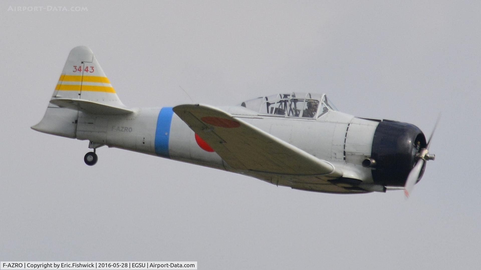 F-AZRO, North American AT-6B Texan C/N 01-CM, 42. F-AZRO Texan modified/disguised as a Mitsubishi Zero at the IWM American Airshow, May 2016.