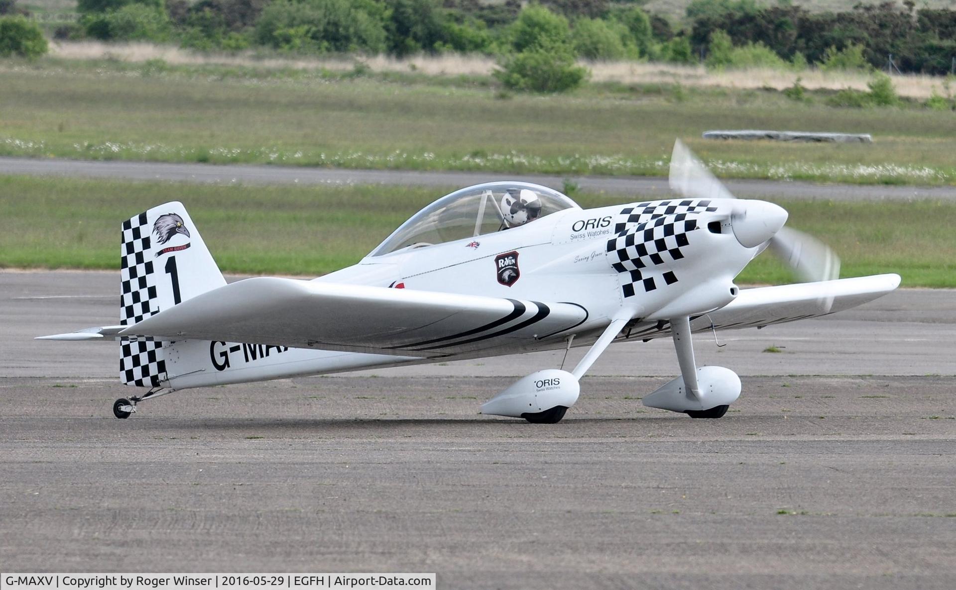G-MAXV, 2000 Vans RV-4 C/N PFA 181-13266, Visiting RV-4 aircraft in Team Raven markings for the 2016 season with recently applied formation position number on the fin as the leader (Raven 1).