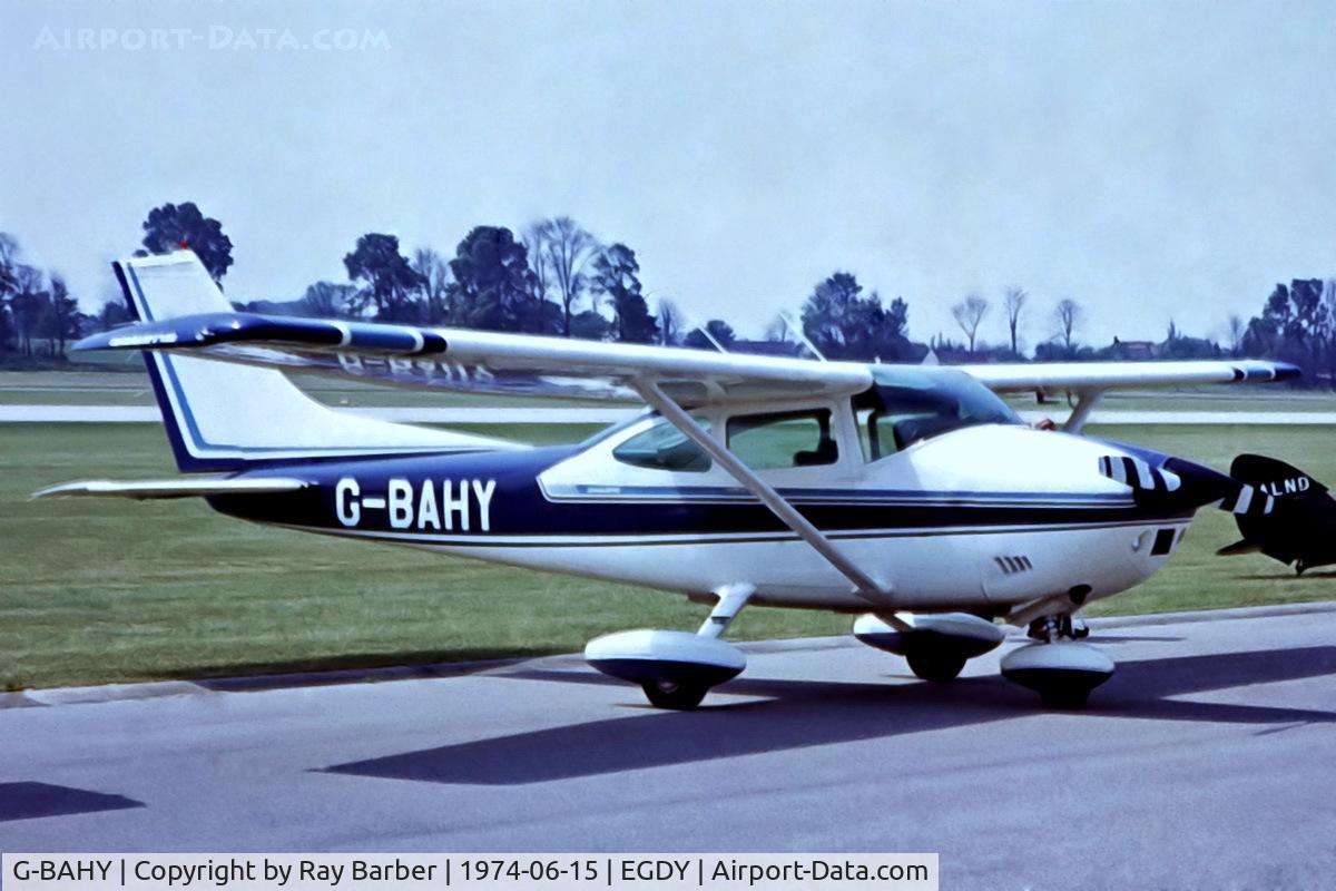 G-BAHY, 1972 Cessna 182P Skylane C/N 18261644, Cessna 182P Skylane [182-61644] RNAS Yeovilton~G  15/06/1974. From a slide.