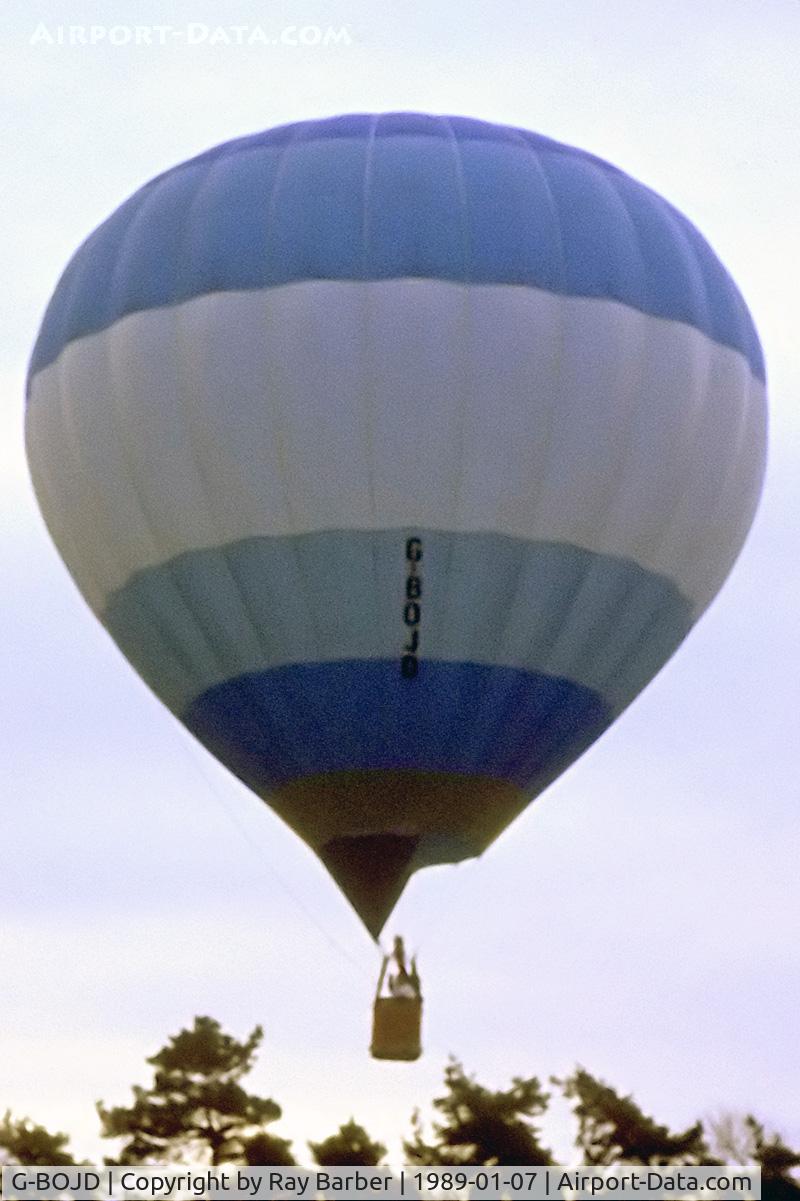G-BOJD, 1988 Cameron Balloons N-77 C/N 1653, Cameron N-77 HAFB [1653] Marsh Benham~G 07/01/1989. From a slide.