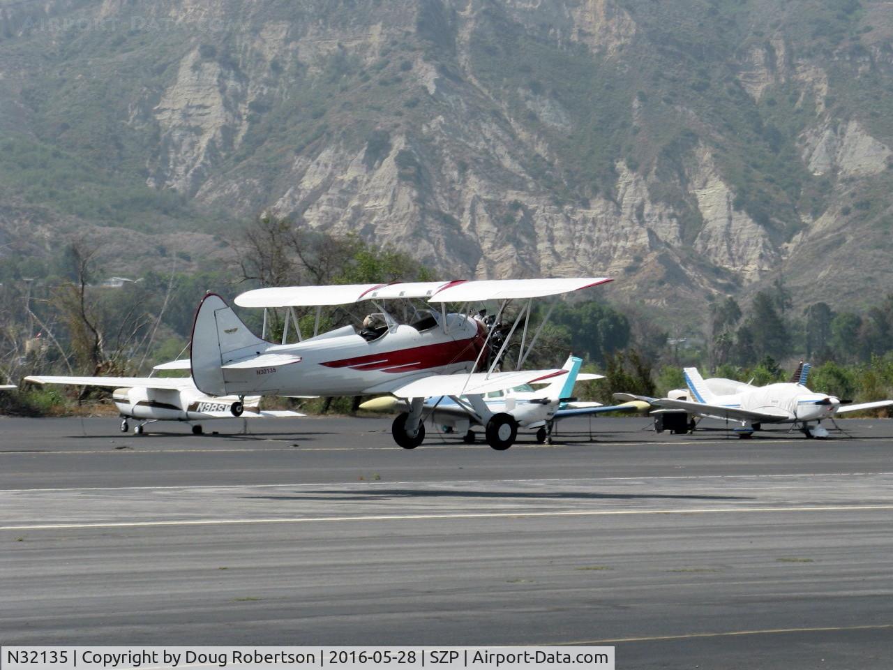 N32135, 1941 Waco UPF-7 C/N 5767, 1941 Waco UPF-7, Continental W670 220 Hp radial, a stunning classic show-plane with chromed prop & spinner, short takeoff Rwy 22 with established climb