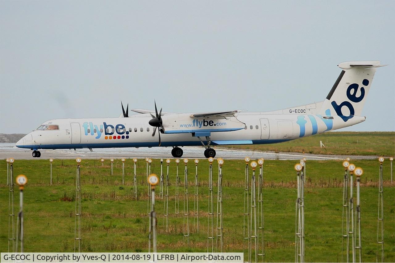 G-ECOC, 2007 De Havilland Canada DHC-8-402Q Dash 8 C/N 4197, De Havilland Canada DHC-8-402Q Dash 8, Lining up prior take off rwy 25L, Brest-Bretagne airport (LFRB-BES)
