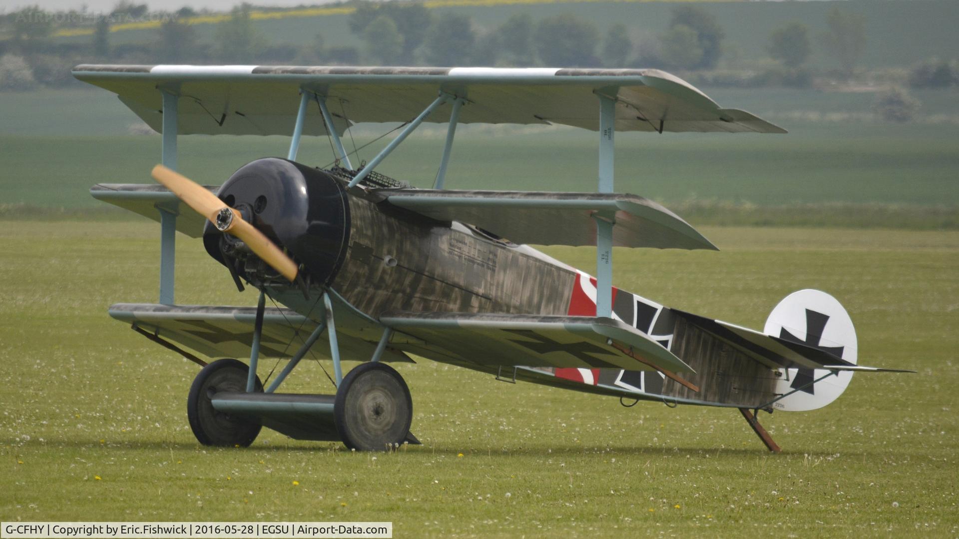 G-CFHY, 2010 Fokker Dr.1 Triplane Replica C/N PFA 238-14408, 3. G-CFHY  (Member of the Great War Display Team) at the IWM American Airshow, May 2016.