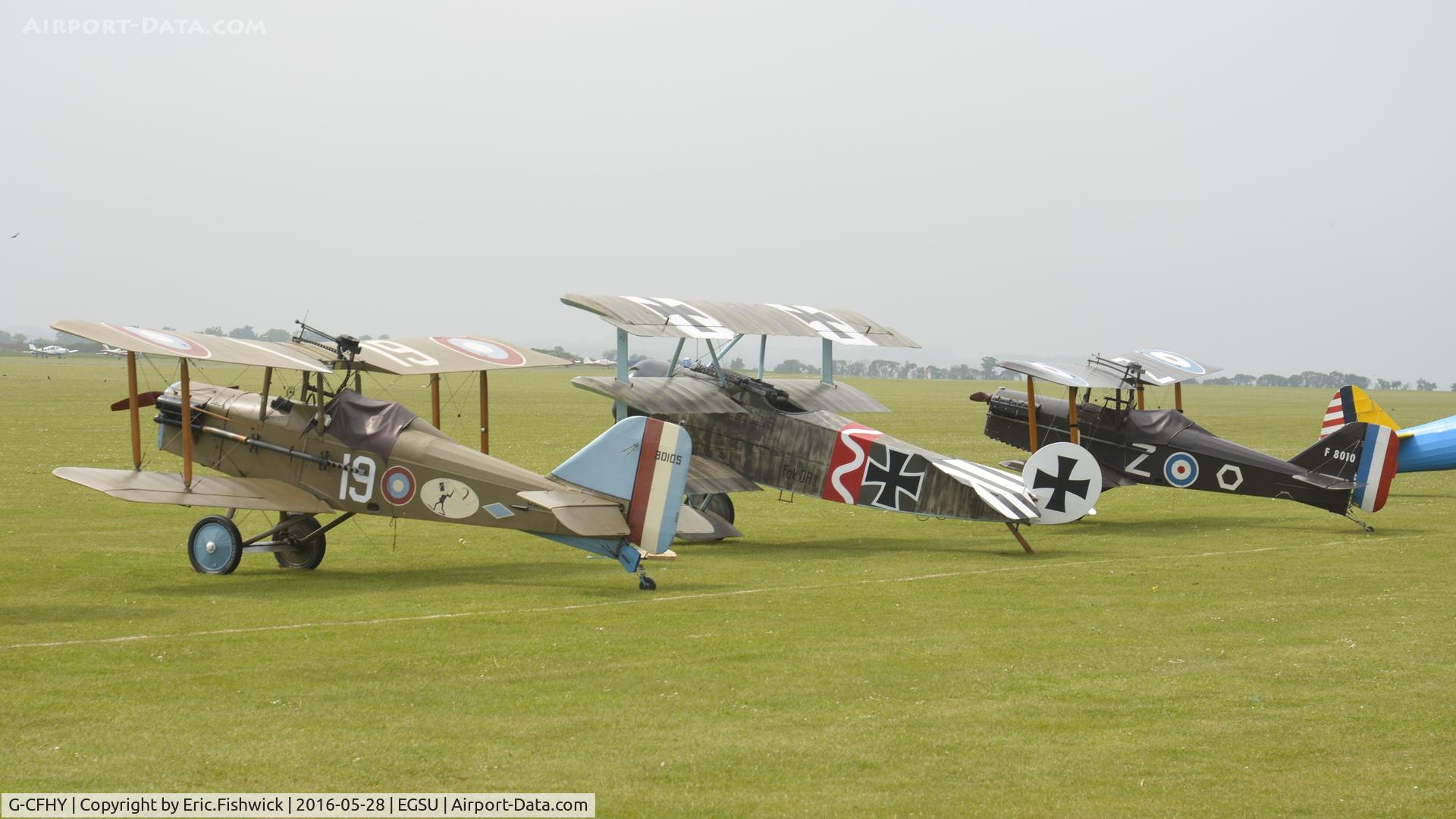G-CFHY, 2010 Fokker Dr.1 Triplane Replica C/N PFA 238-14408, 5. Three Members of the Great War Display Team at the IWM American Airshow, May 2016.