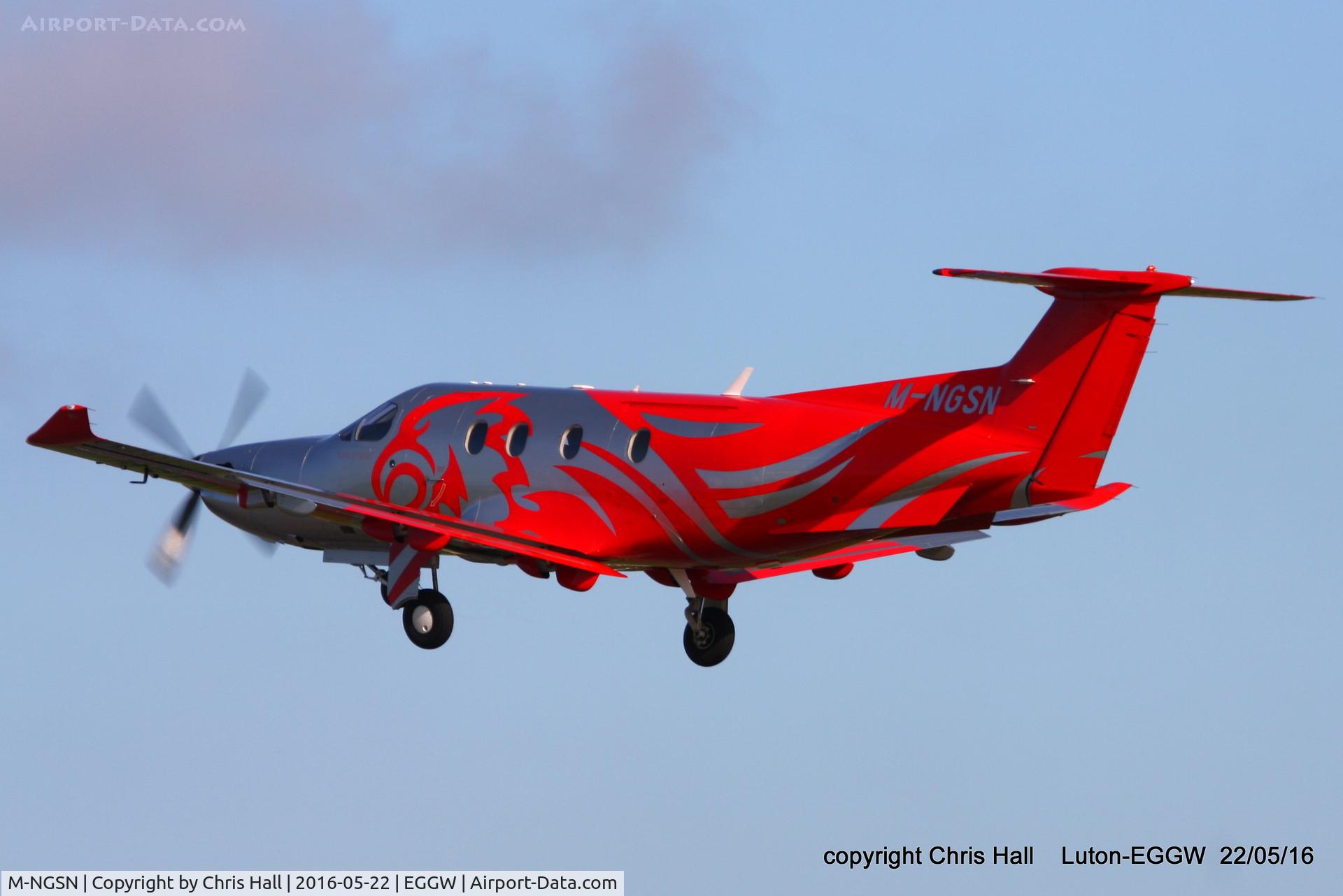 M-NGSN, 2006 Pilatus PC-12/47 C/N 0697, departing from Luton