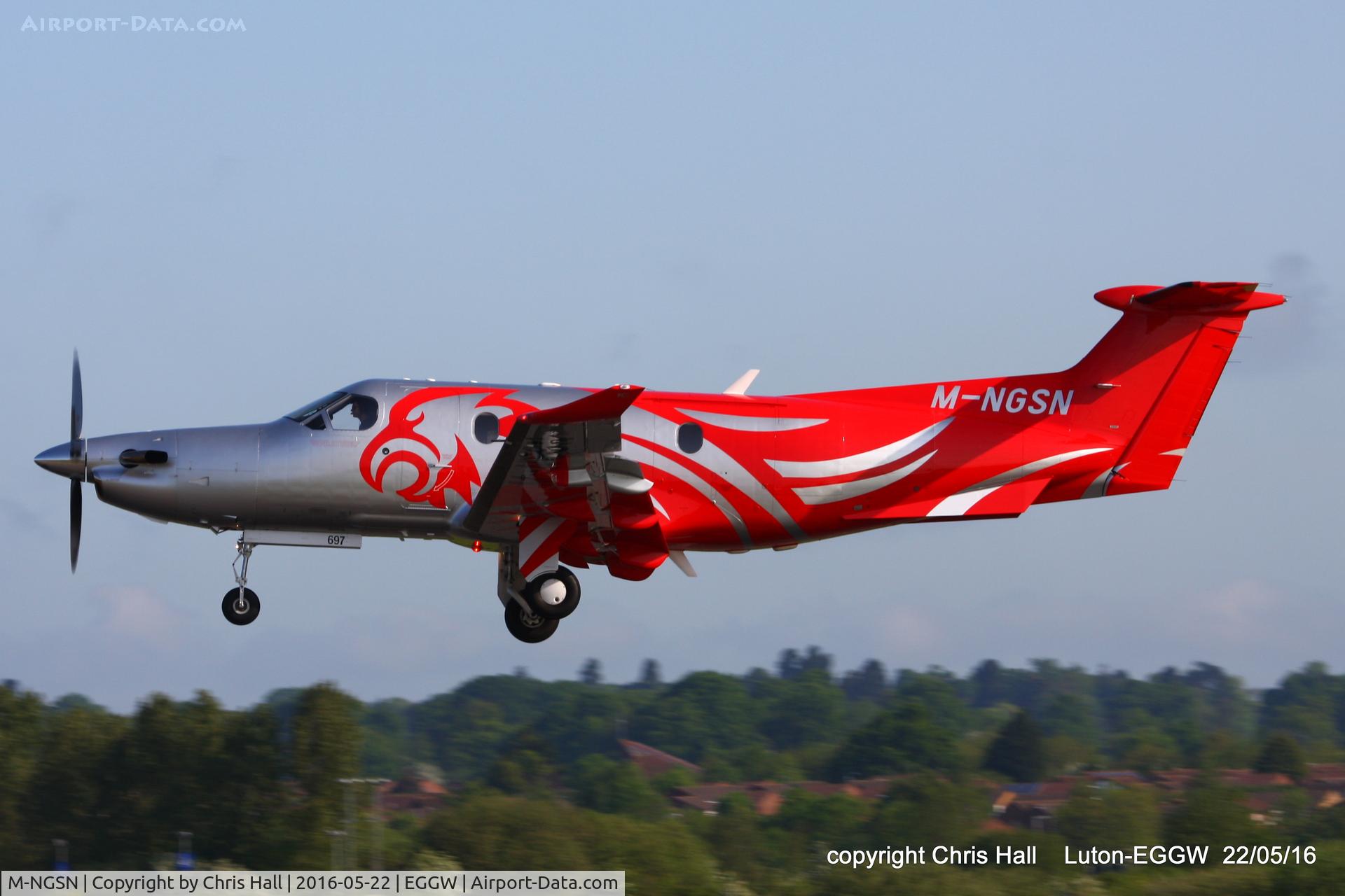 M-NGSN, 2006 Pilatus PC-12/47 C/N 0697, departing from Luton
