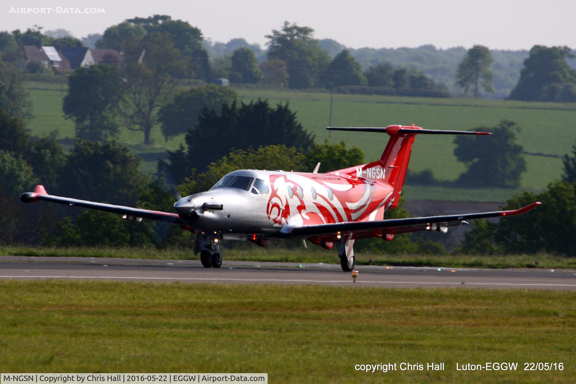 M-NGSN, 2006 Pilatus PC-12/47 C/N 0697, departing from Luton