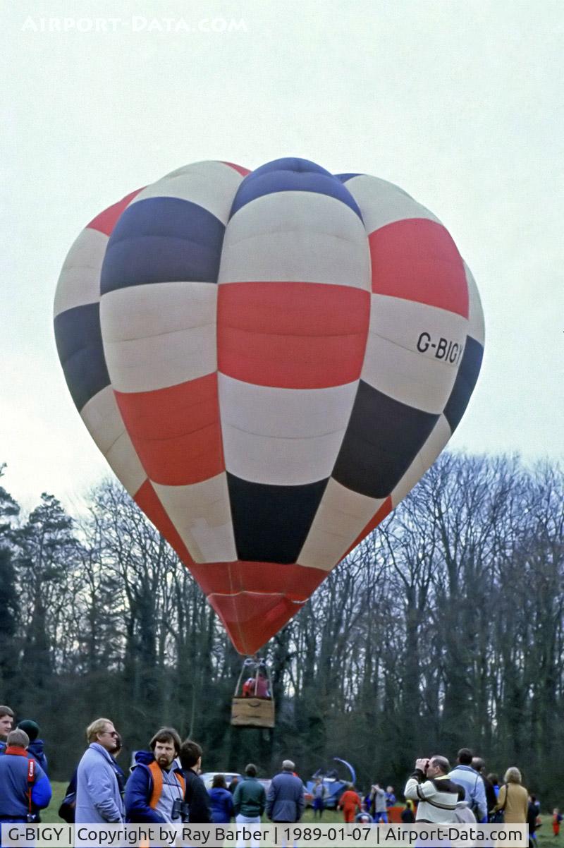 G-BIGY, 1980 Cameron Balloons V-65 C/N 655, Cameron V-65 HAFB [655] Marsh Benham~G 07/01/1989. From a slide.