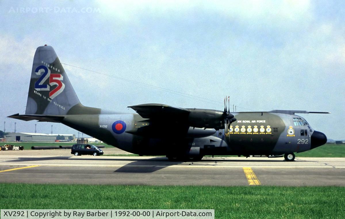 XV292, 1967 Lockheed C-130K Hercules C.1 C/N 382-4257, Lockheed  C-130K Hercules C.1 [4257] (Royal Air Force) (Place & Date Unknown)~G @ 1992. From a slide.