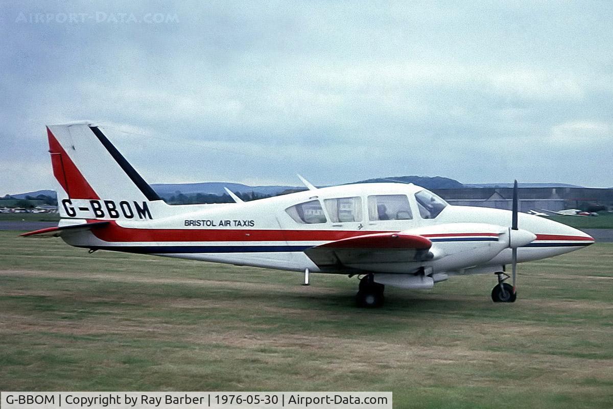G-BBOM, 1973 Piper PA-23-250 Aztec E C/N 27-7305208, Piper PA-23-250 Aztec E [27-7305208] (Bristol Air Taxis) Weston Super Mare~G  30/05/1976. From a slide.