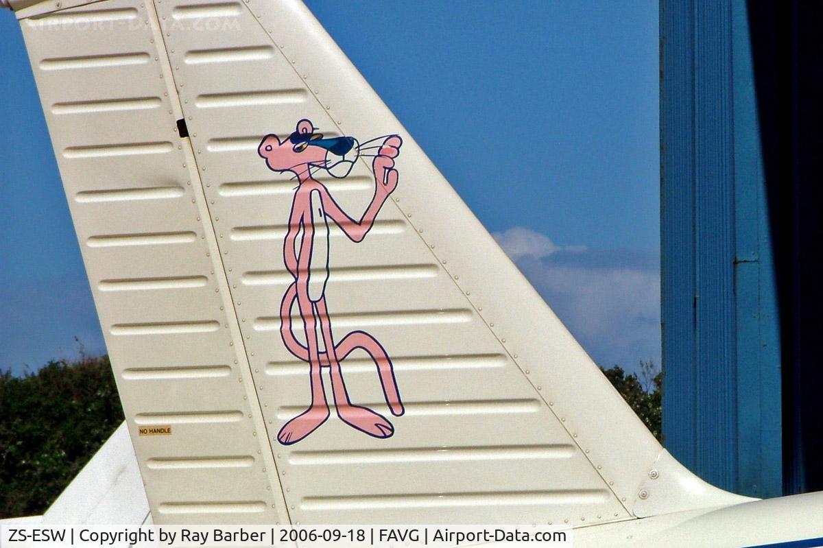 ZS-ESW, 1966 Piper PA-28-140 Cherokee C/N 28-22004, Piper PA-28-140 Cherokee [28-22004] Durban-Virginia~ZS 18/09/2006. Showing the Pink Panther tail artwork.