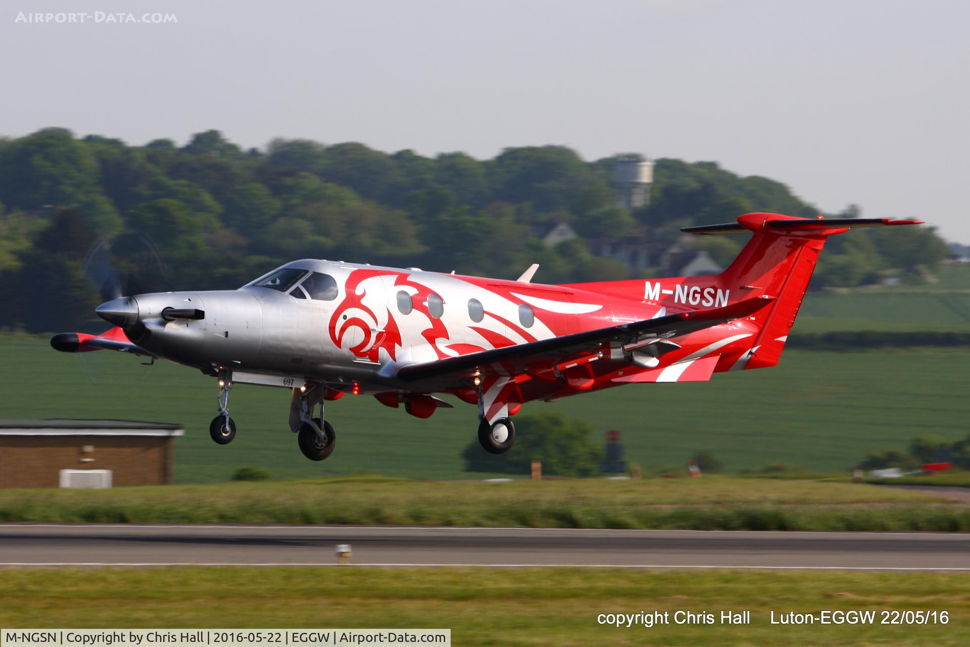 M-NGSN, 2006 Pilatus PC-12/47 C/N 0697, departing from Luton
