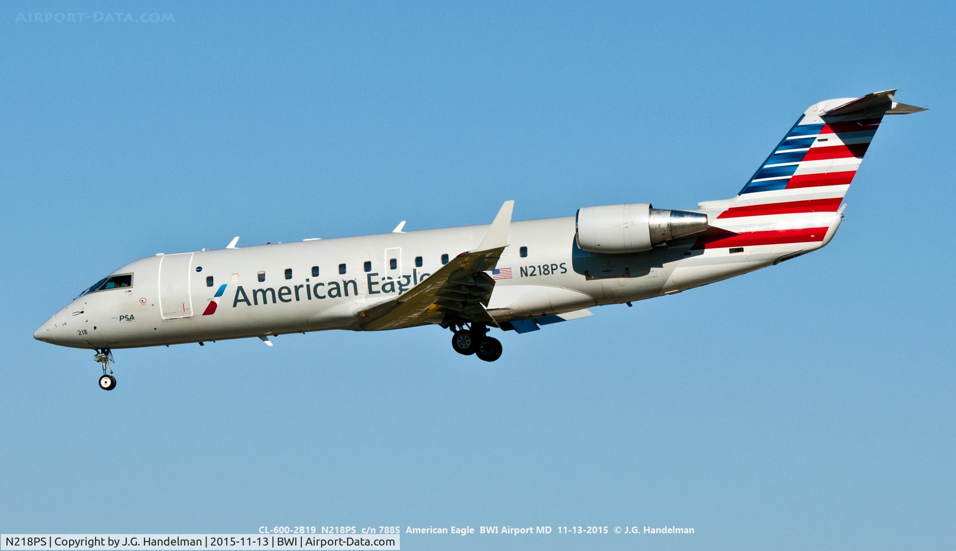 N218PS, 2003 Bombardier CRJ-200ER (CL-600-2B19) C/N 7885, On final to 33L.