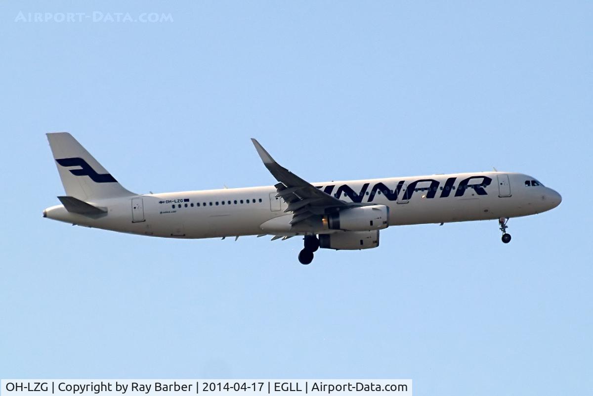 OH-LZG, 2013 Airbus A321-231 C/N 5758, Airbus A321-231(sl) [5758] (Finnair) Home~G 17/04/2014. On approach 27L.