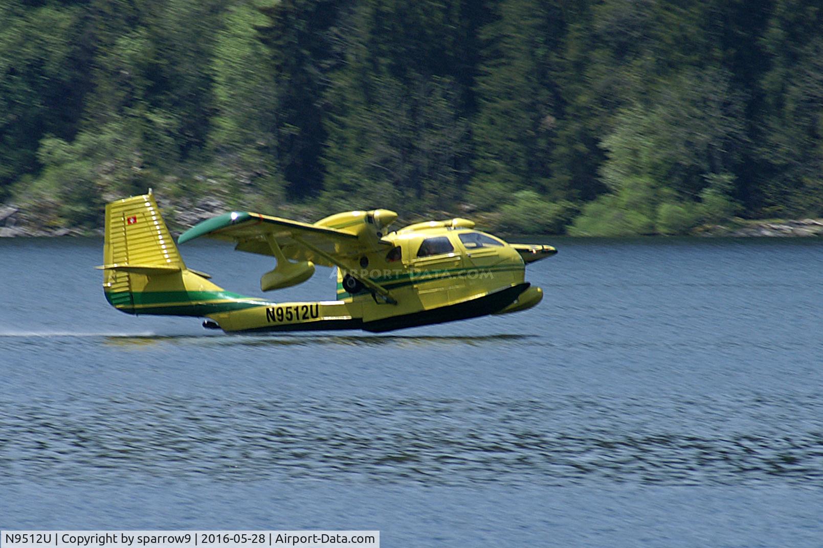 N9512U, 1976 STOL Aircraft UC-1 Twin Bee C/N 018, Former HB-LSK, again on its earlier registration since 2016-04-21, taking off from the Lac de Joux, at 3294 ft AMSL, in the Swiss Jura-mountains near L'Abbaye.