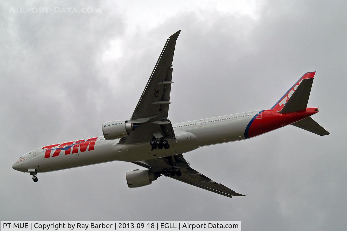 PT-MUE, 2012 Boeing 777-32W/ER C/N 38886, Boeing 777-32WER [38886] (TAM Airlines) Home~G 18/09/2013. On approach 27R.
