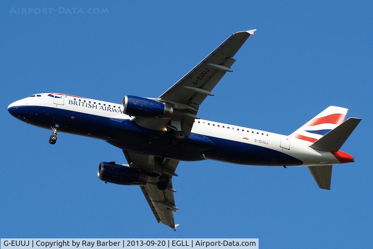 G-EUUJ, 2002 Airbus A320-232 C/N 1883, Airbus A320-232 [1883] (British Airways) Home~G 20/09/2013. On approach 27R.