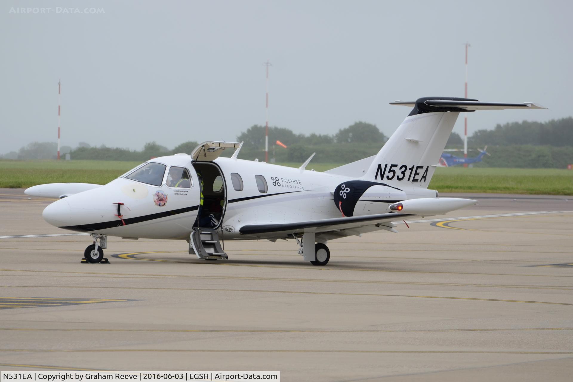 N531EA, 2007 Eclipse Aviation Corp EA500 C/N 000031, Parked at Norwich.